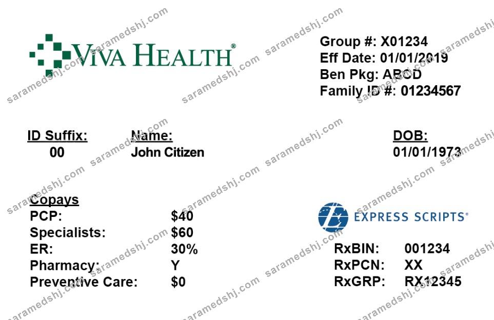 USA VivaHealth health insurance card